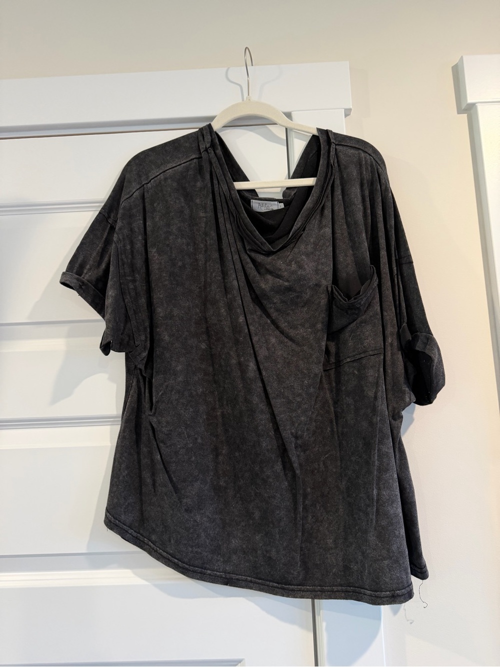 Amaryllis Washed Black Draped Pocket Tee